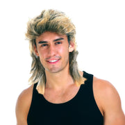 Mullet Wig Hair Costume Party Dress Up 70s 80s Aussie Bogan Rock - Golden Blonde V563-22602