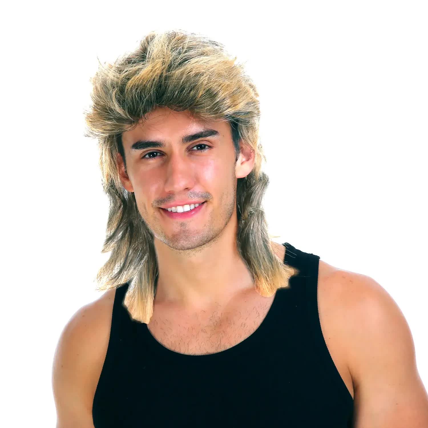 Mullet Wig Hair Costume Party Dress Up 70s 80s Aussie Bogan Rock - Golden Blonde V563-22602