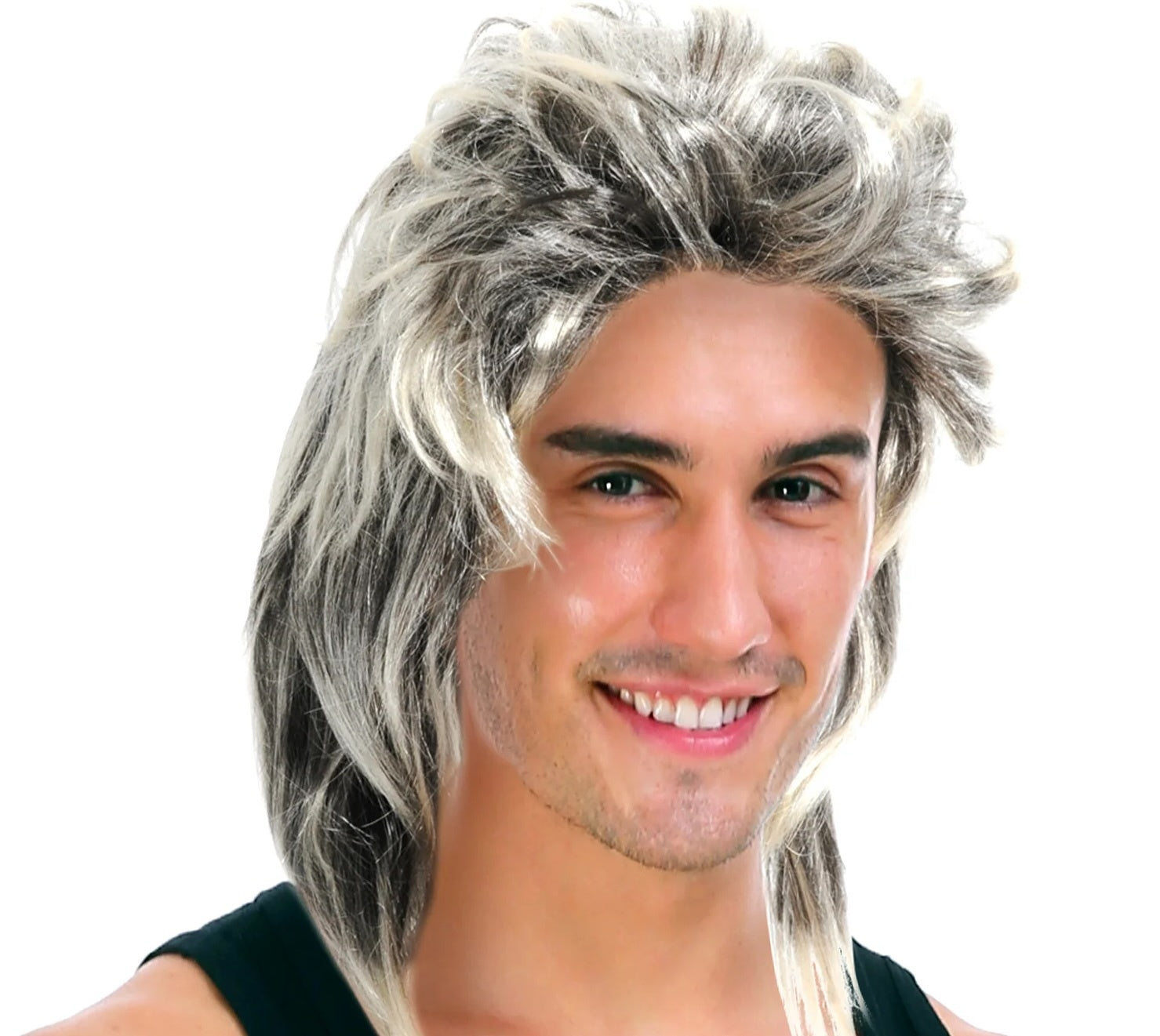Mullet Wig 80s Party Costume Rock Bogan Punk 70s 90s Hair - Ash Blonde Grey V563-22605
