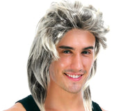 Mullet Wig 80s Party Costume Rock Bogan Punk 70s 90s Hair - Ash Blonde Grey V563-22605