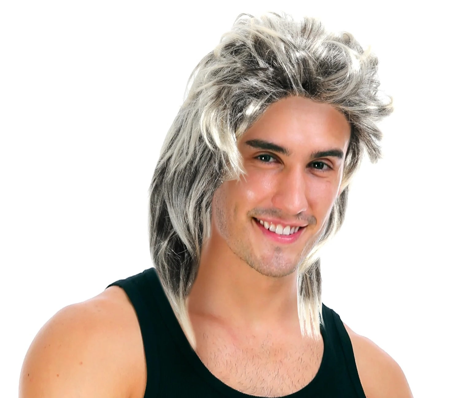 Mullet Wig 80s Party Costume Rock Bogan Punk 70s 90s Hair - Ash Blonde Grey V563-22605