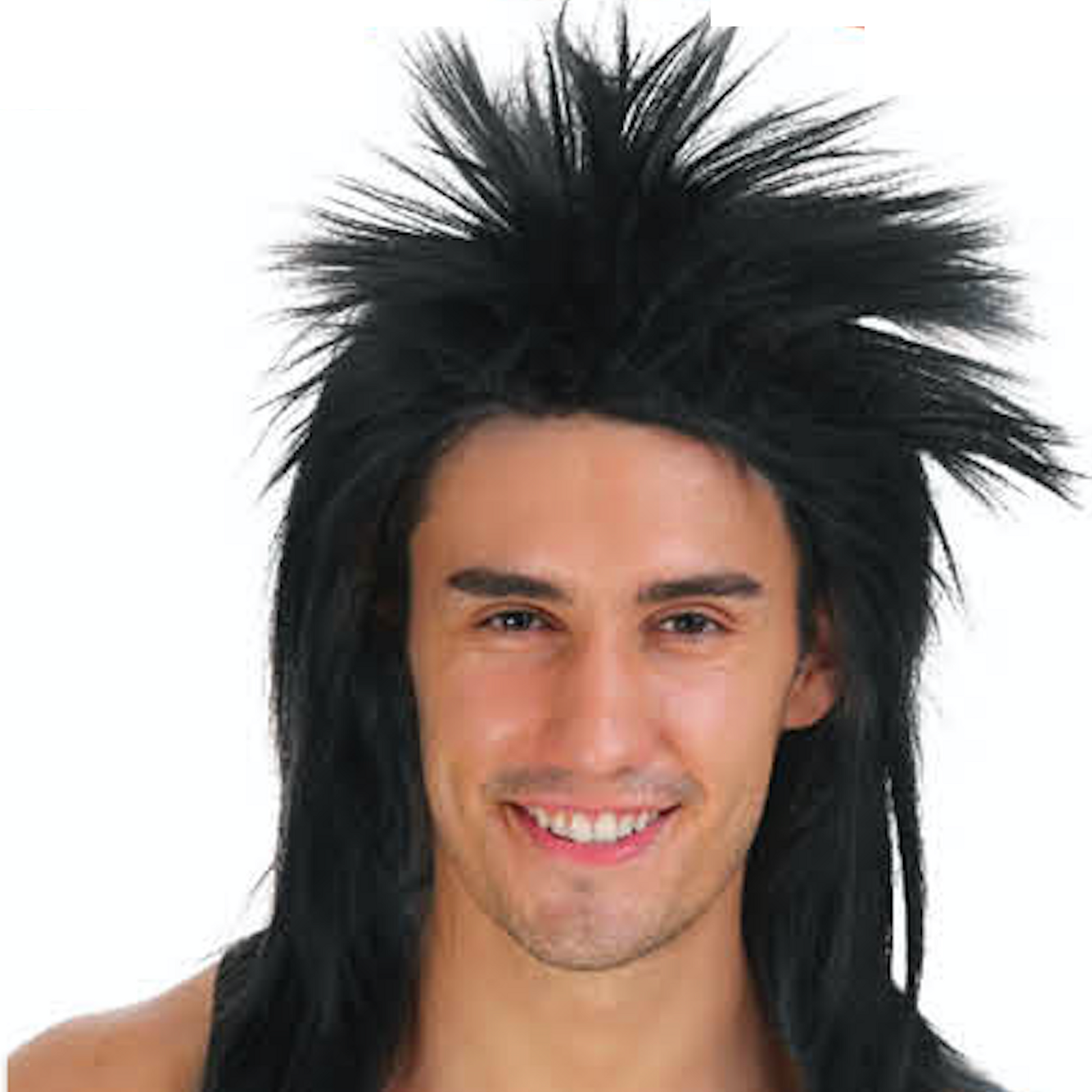 SPIKY PUNK Mullet Wig Costume Party Fancy Rock Hair Disco Dress 70s 80s V563-22612-BLACK