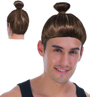 Hipster Trendy Hairstyle Adult Man Bun Wig Costume Hair - Brown V563-22616