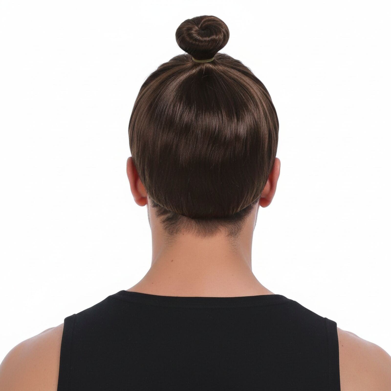 Hipster Trendy Hairstyle Adult Man Bun Wig Costume Hair - Brown V563-22616