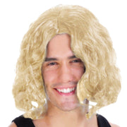MENS WAVY WIG Curly Long Hair Disco Punk Rock Party Costume 60s 70s - Blonde V563-22705-BLONDE