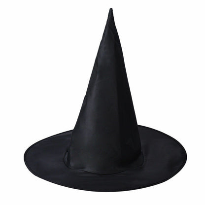 WITCH HAT Plain Black Halloween Costume Fancy Dress Womens Accessory Wizard V563-22807-BLK