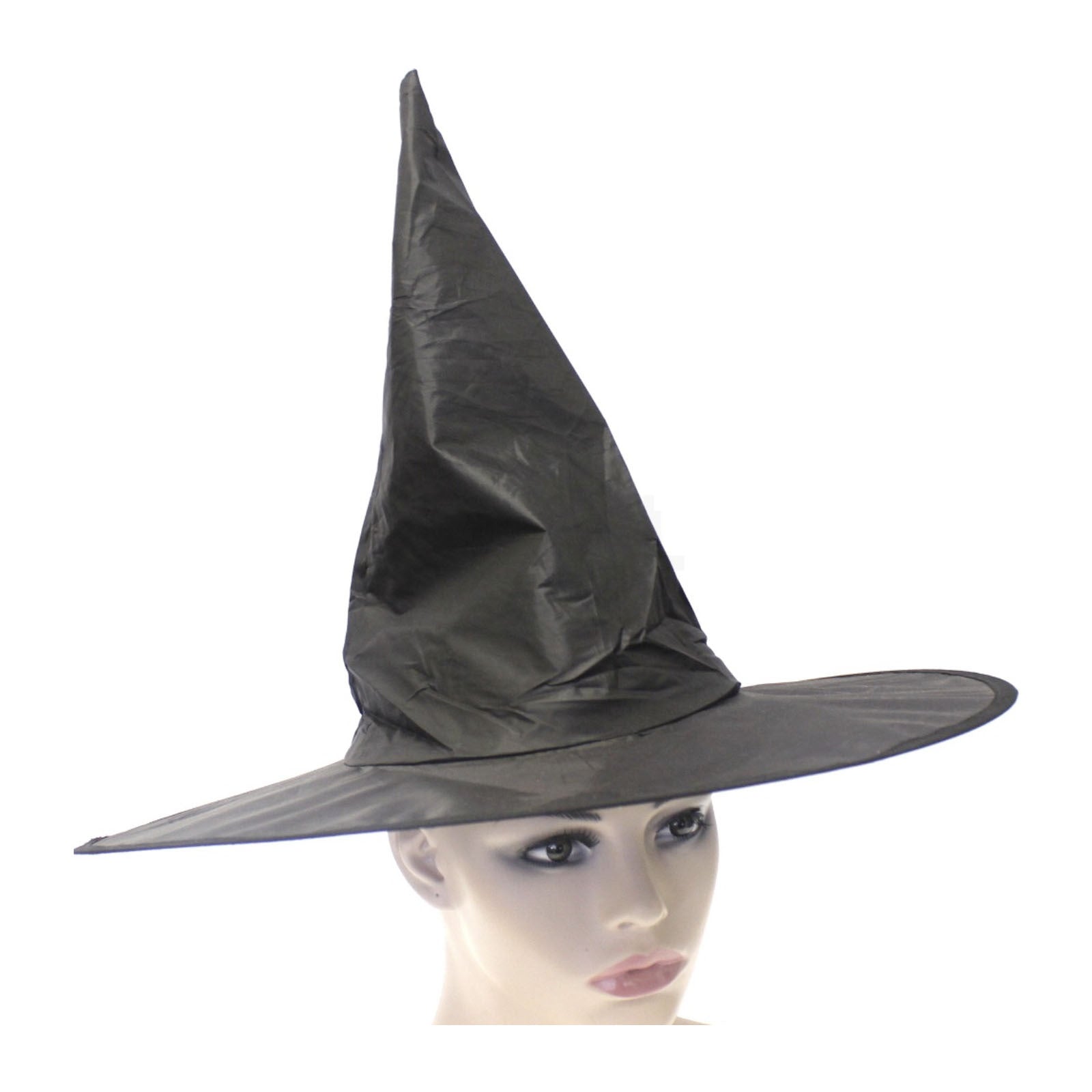 WITCH HAT Plain Black Halloween Costume Fancy Dress Womens Accessory Wizard V563-22807-BLK
