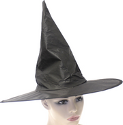 WITCH HAT Plain Black Halloween Costume Fancy Dress Womens Accessory Wizard V563-22807-BLK