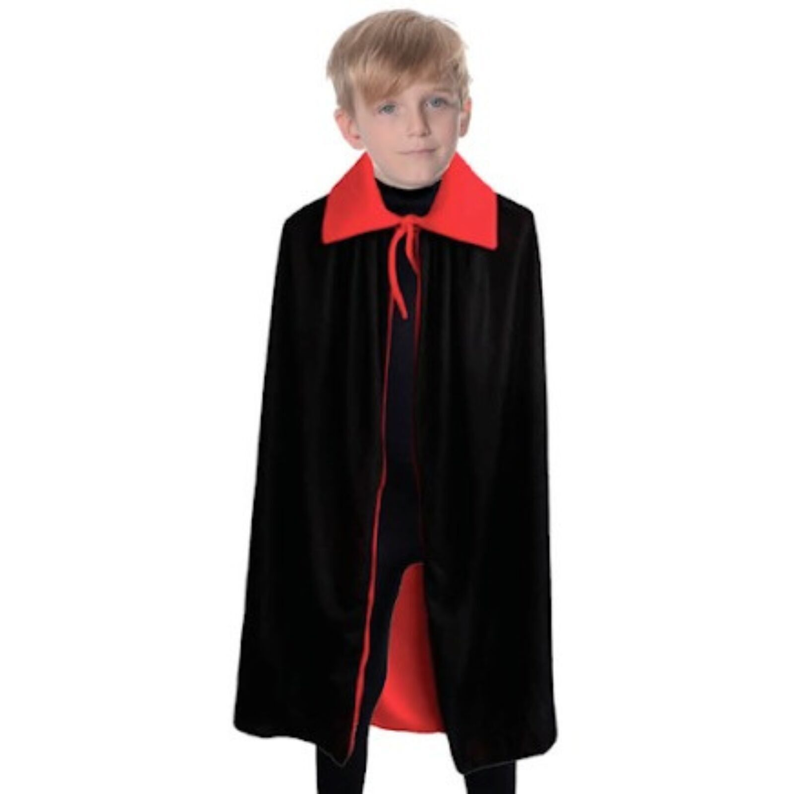 Halloween Kids Fancy Cape Red Black Long Cloak Coat Witch Ghost Vampire Costume - 6-9 Years Old V563-22964