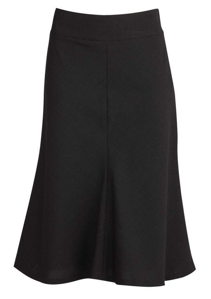 Womens Fluted 3/4 Length Below Knee Skirt Work Business - Black - 26 V563-24013-BLACK-26