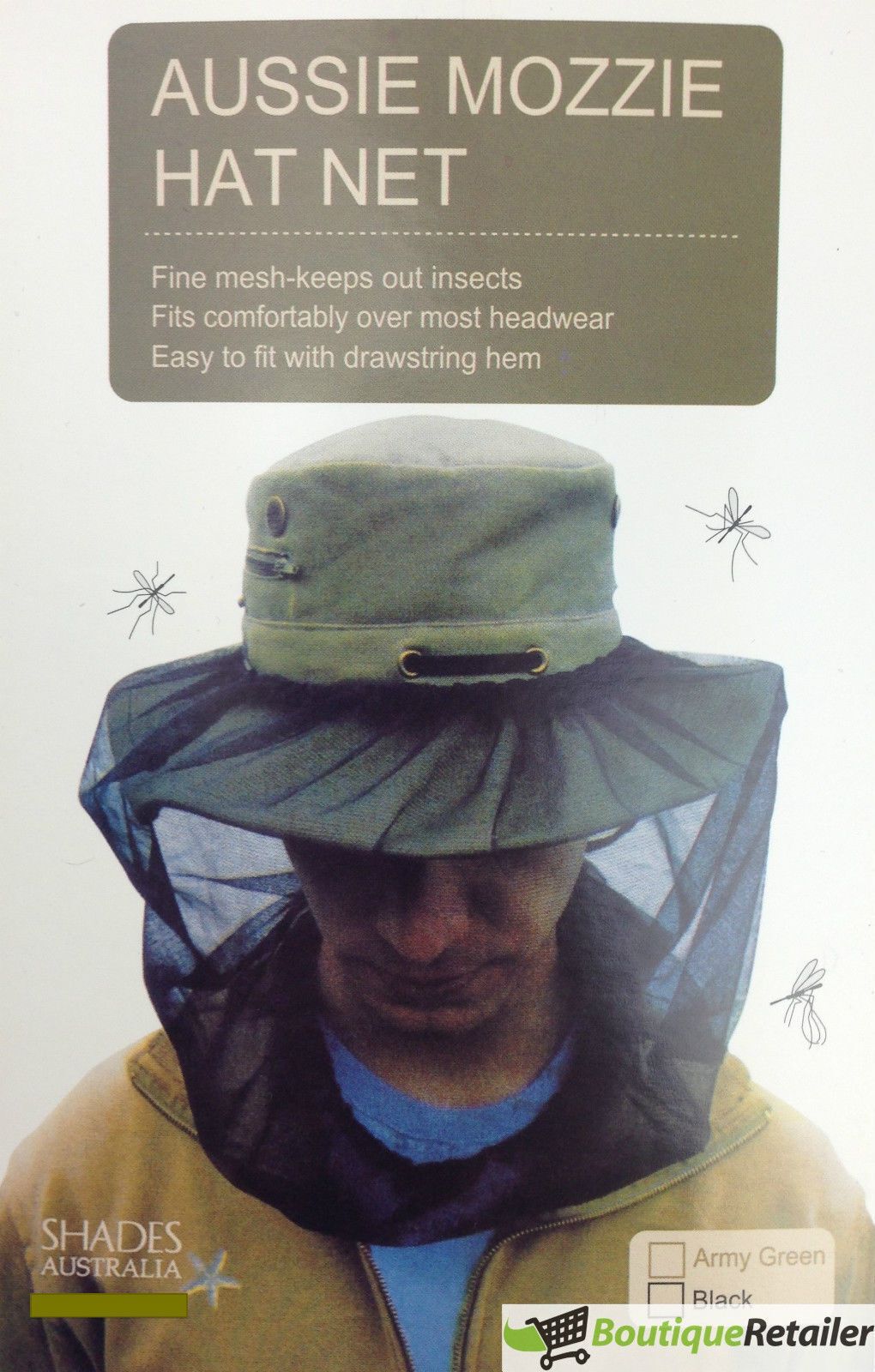 Mosquito Hat Net Head Protector Bee Bug Mesh Insect Mozzie Fishing Fly - Black V563-2432-BLACK