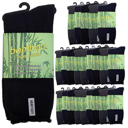 24 Pairs PREMIUM BAMBOO SOCKS Mens Heavy Duty Thick Work Socks Cushion BULK - Assorted Colour Pack - 6-11 V563-24BSOX-ACOLOUR-SIZE6-11