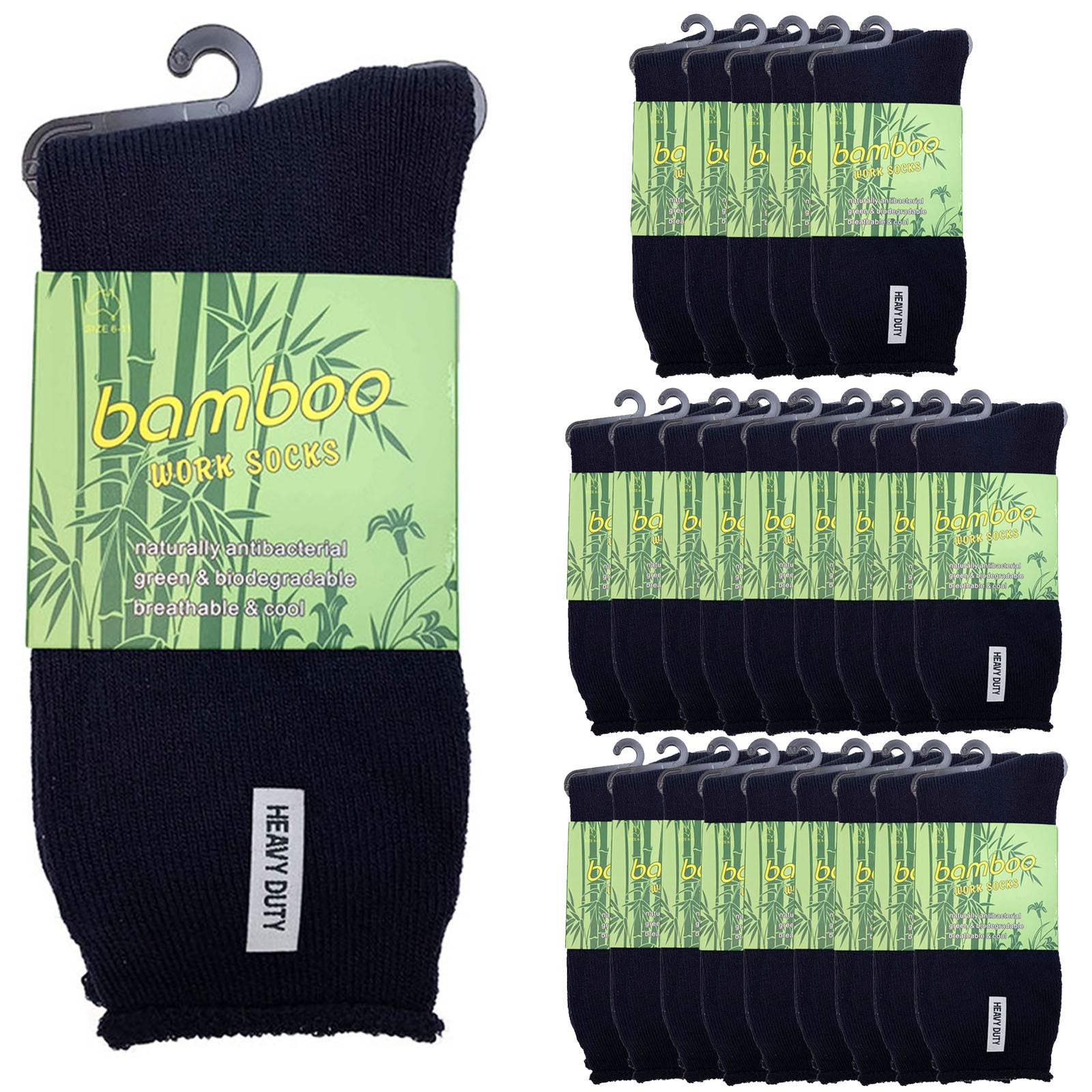 24 Pairs PREMIUM BAMBOO SOCKS Mens Heavy Duty Thick Work Socks Cushion BULK - Navy Blue - 11-14 V563-24BSOX-NVYBLU-SIZE11-14