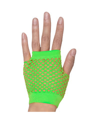 24 Pair Fishnet Gloves Fingerless Wrist Length 70s 80s Costume Party Fluro Green V563-24PCS-18510-FLUROGREEN