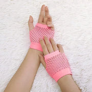 24 Pair Fishnet Gloves Fingerless Wrist Length 70s 80s Costume Party Light Pink V563-24PCS-18510-LIGHTPINK