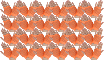 24 Pair Fishnet Gloves Fingerless Wrist Length 70s 80s Costume Party - Orange V563-24PCS-18510-ORANGE