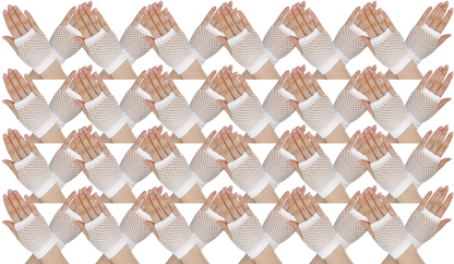 24 Pair Fishnet Gloves Fingerless Wrist Length 70s 80s Costume Party - White V563-24PCS-18510-WHITE