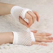 24 Pair Fishnet Gloves Fingerless Wrist Length 70s 80s Costume Party - White V563-24PCS-18510-WHITE