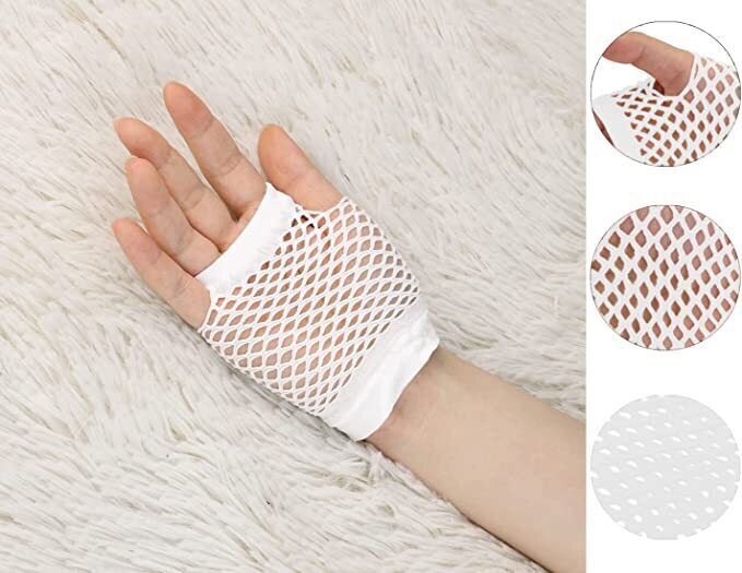 24 Pair Fishnet Gloves Fingerless Wrist Length 70s 80s Costume Party - White V563-24PCS-18510-WHITE