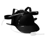 BEER DRINKING HELMET Drink Guzzler Holder Costume Party Hat Oktoberfest - Black V563-2518-BLACK