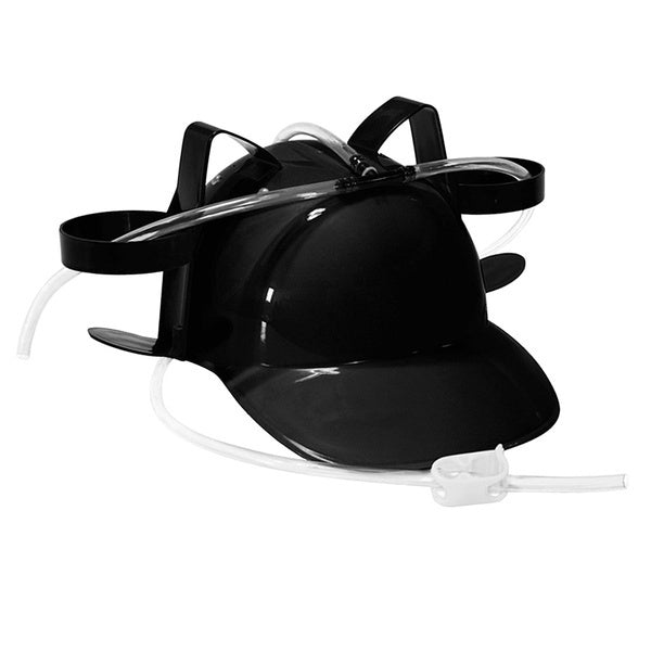 BEER DRINKING HELMET Drink Guzzler Holder Costume Party Hat Oktoberfest - Black V563-2518-BLACK