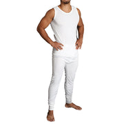 2pcs Set Mens Merino Wool Blend Thermal Singlet Top & Pants Underwear Thermals - Beige - XL