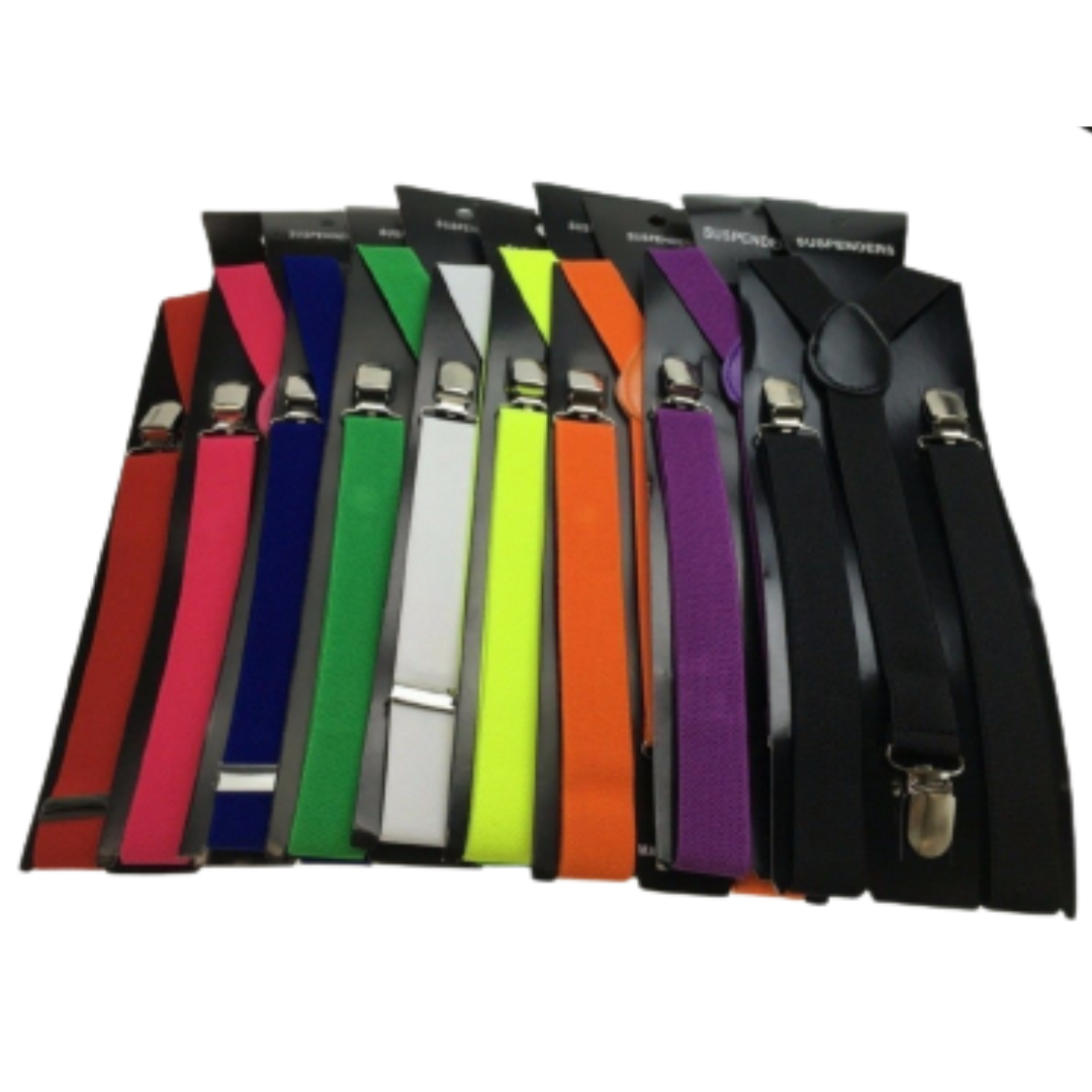 2x Mens Suspenders Braces Adjustable Strong Clip On Elastic Formal Wedding Slim - Assorted Colour Pack V563-2SLIMSUSPEND-ASSRTDCLRPCK