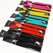 2x Mens Suspenders Braces Adjustable Strong Clip On Elastic Formal Wedding Slim - Assorted Colour Pack V563-2SLIMSUSPEND-ASSRTDCLRPCK