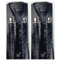 2x Mens Suspenders Braces Adjustable Strong Clip On Elastic Formal Wedding Slim - Black (Sequin) V563-2SLIMSUSPENDERS-BLKSEQN