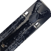 2x Mens Suspenders Braces Adjustable Strong Clip On Elastic Formal Wedding Slim - Black (Sequin) V563-2SLIMSUSPENDERS-BLKSEQN
