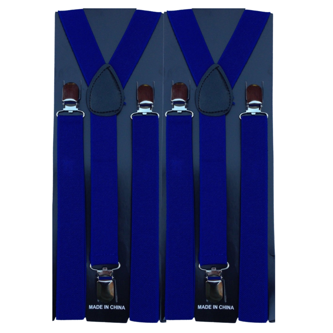 2x Mens Suspenders Braces Adjustable Strong Clip On Elastic Formal Wedding Slim - Blue V563-2SLIMSUSPENDERS-BLU
