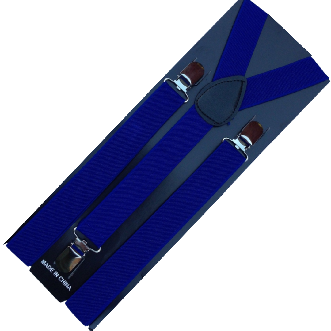 2x Mens Suspenders Braces Adjustable Strong Clip On Elastic Formal Wedding Slim - Blue V563-2SLIMSUSPENDERS-BLU