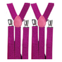 2x Mens Suspenders Braces Adjustable Strong Clip On Elastic Formal Wedding Slim - Hot Pink (Glitter) V563-2SLIMSUSPENDERS-HTPNKGLIT