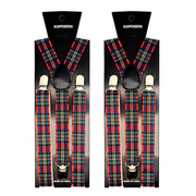 2x Mens Suspenders Braces Adjustable Strong Clip On Elastic Formal Wedding Slim - Tartan 2 V563-2SLIMSUSPENDERS-TRTAN2