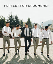 2x Mens Suspenders Braces Adjustable Strong Clip On Elastic Formal Wedding Slim - White V563-2SLIMSUSPENDERS-WHT