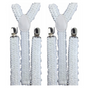 2x Mens Suspenders Braces Adjustable Strong Clip On Elastic Formal Wedding Slim - White (Sequin) V563-2SLIMSUSPENDERS-WHTSEQN