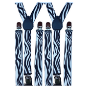 2x Mens Suspenders Braces Adjustable Strong Clip On Elastic Formal Wedding Slim - Zebra V563-2SLIMSUSPENDERS-ZEB