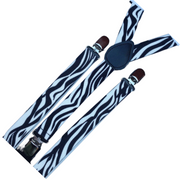 2x Mens Suspenders Braces Adjustable Strong Clip On Elastic Formal Wedding Slim - Zebra V563-2SLIMSUSPENDERS-ZEB