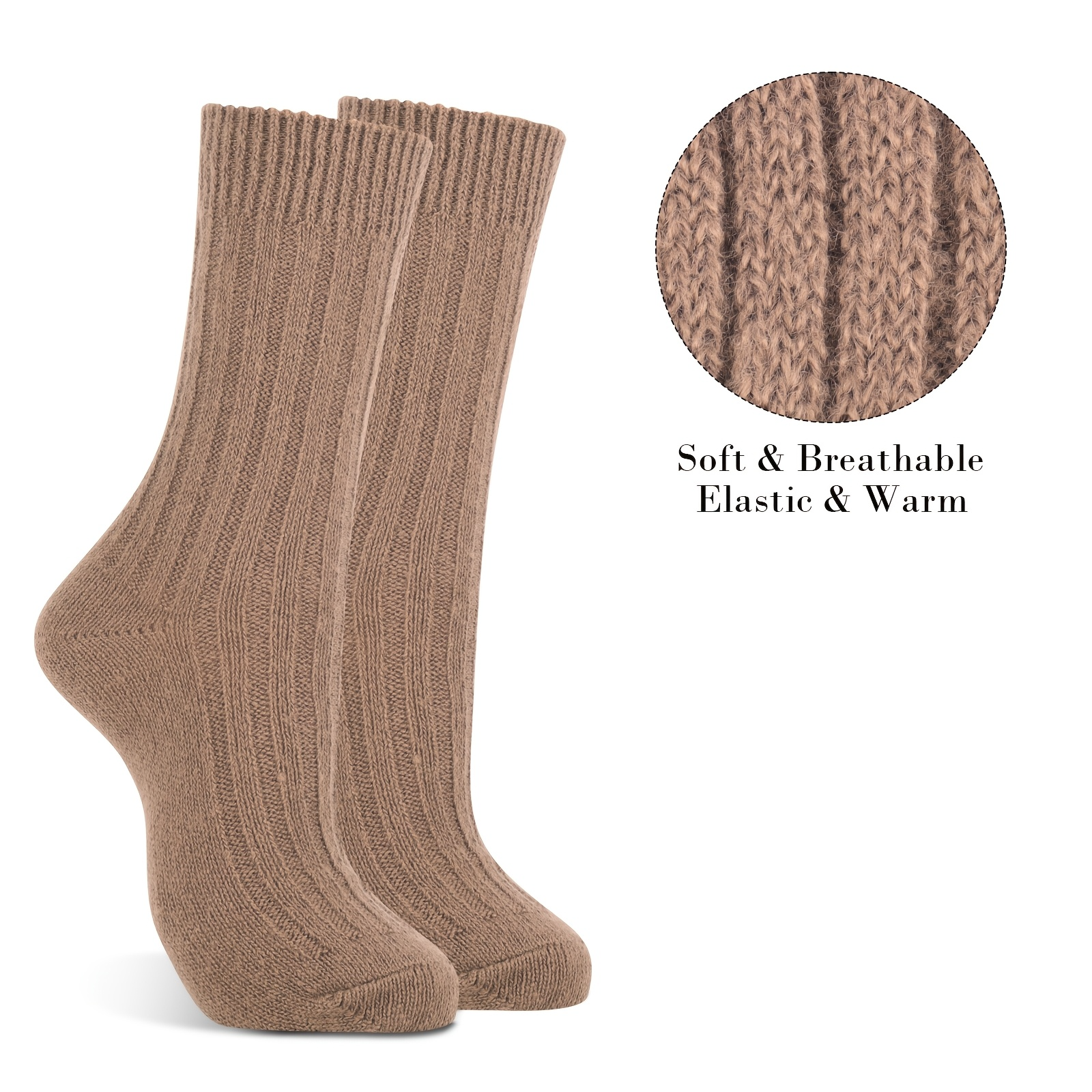 2 Pairs WOOL BLEND SOCKS Ladies Womens Thick Soft Work Thermal Warm Winter - 2-8 V563-2XBR-WBWSKS-SIZE2-8