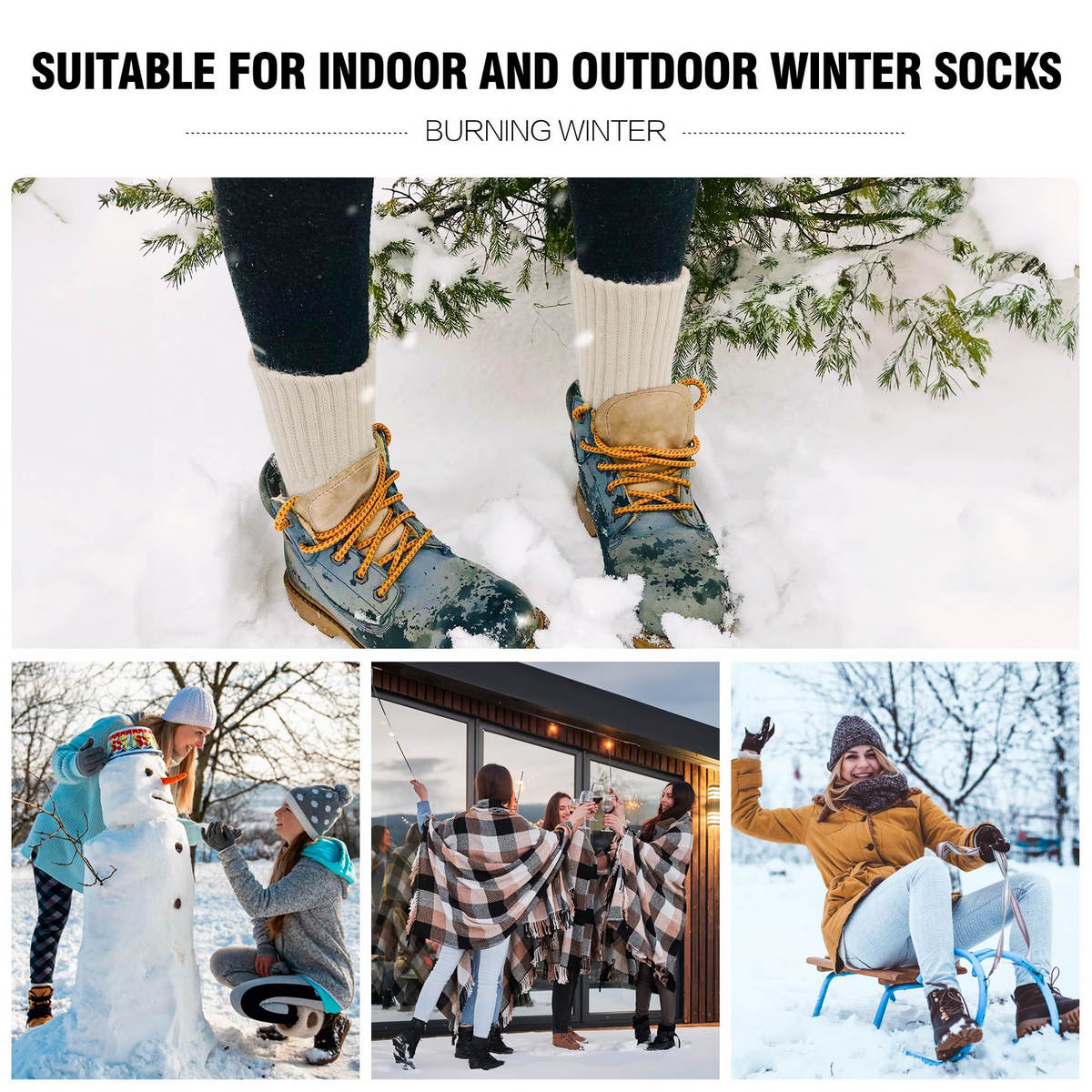 2 Pairs WOOL BLEND SOCKS Ladies Womens Thick Soft Work Thermal Warm Winter - 2-8 V563-2XBR-WBWSKS-SIZE2-8