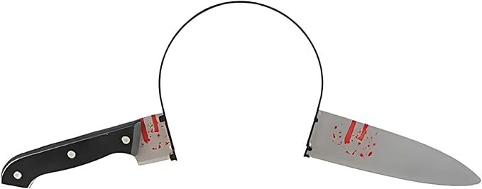 HALLOWEEN Prank Fake Knife Through Head Horror Scary Headband Costume Party Joke V563-3040
