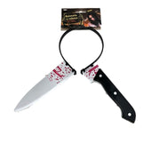 HALLOWEEN Prank Fake Knife Through Head Horror Scary Headband Costume Party Joke V563-3040