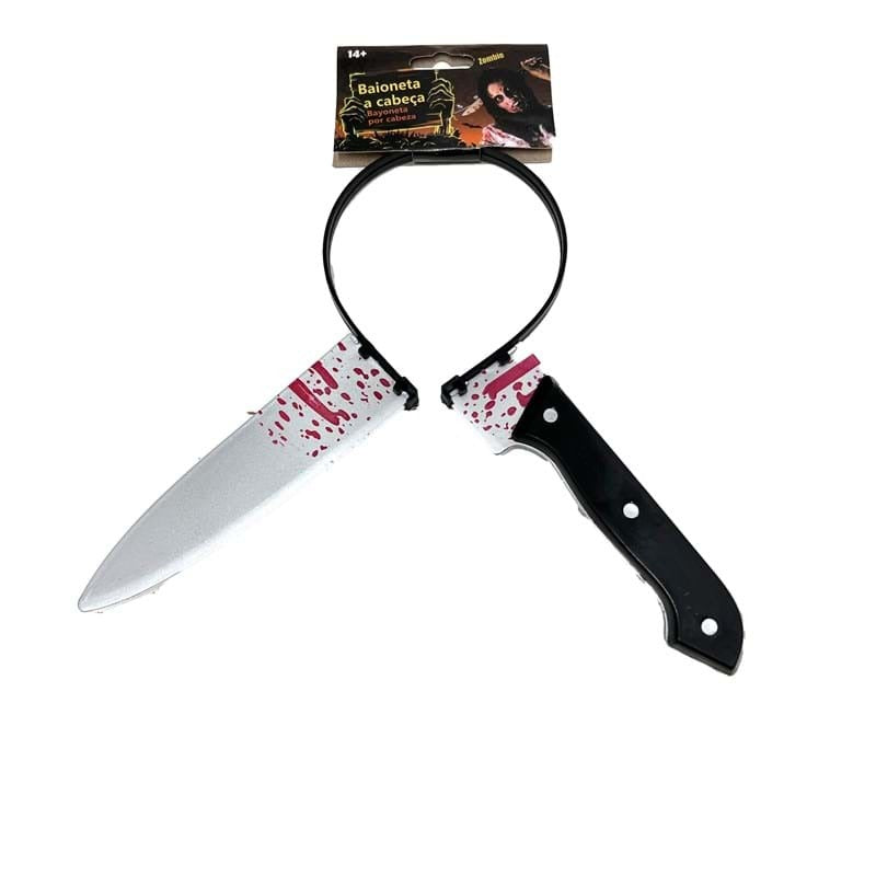 HALLOWEEN Prank Fake Knife Through Head Horror Scary Headband Costume Party Joke V563-3040