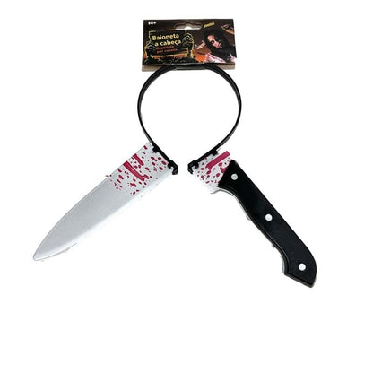 HALLOWEEN Prank Fake Knife Through Head Horror Scary Headband Costume Party Joke V563-3040