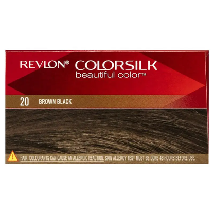 Revlon ColorSilk 20 Brown Black Permanent 3D Hair Colour w/ Keratin - Brown/Black V563-309978695202