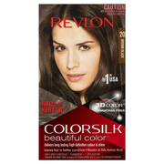 Revlon ColorSilk 20 Brown Black Permanent 3D Hair Colour w/ Keratin - Brown/Black V563-309978695202