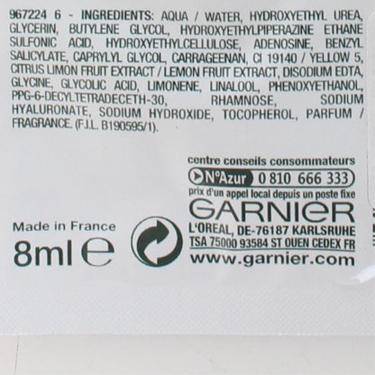 GARNIER 8mL SKINACTIVE JUICY PEEL MASK LEMON & SMOOTHING ACTIVE V563-3600542032551-1PCS