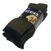 3 Pairs MERINO WOOL SOCKS Mens Heavy Duty Premium Thick Work Socks Cushion - Olive - 11-14 V563-3AUSOCKS-OLVE-SZE11-1
