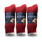 3 Pairs MERINO WOOL SOCKS Mens Heavy Duty Premium Thick Work Socks Cushion - Red - 11-14 V563-3AUSOCKS-RED-SZE11-14