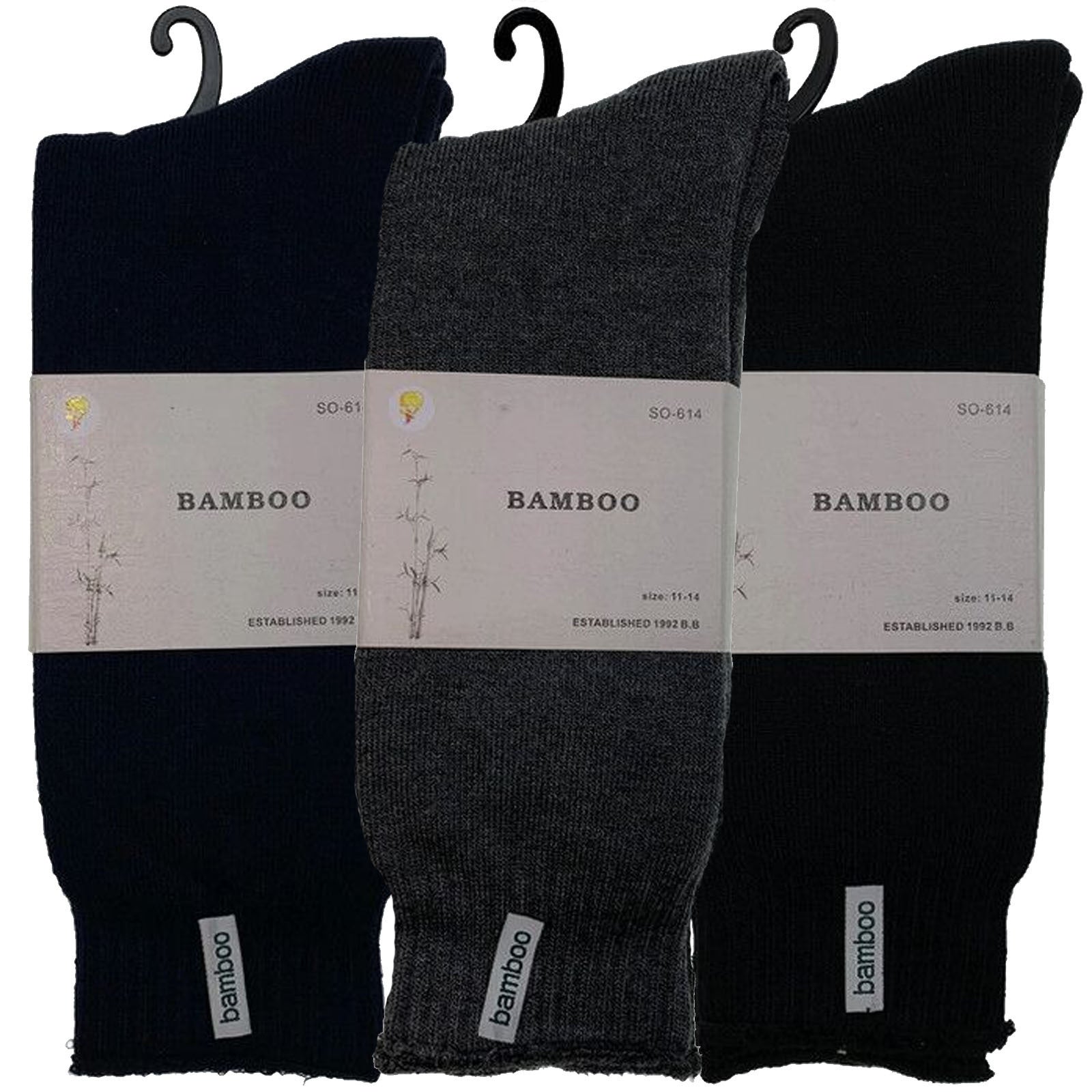 3 Pairs PREMIUM BAMBOO SOCKS Mens Heavy Duty Thick Work Socks BULK Cushion - Assorted Colour Pack - 7-11 V563-3BBSOX-ACOLOUR-SIZE7-11